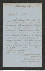 Nachlass Franz Steindachner, Brief von E. Dämel an Franz Steindachner (17.03.1877), Inv.Nr. 98.06, Seite 1